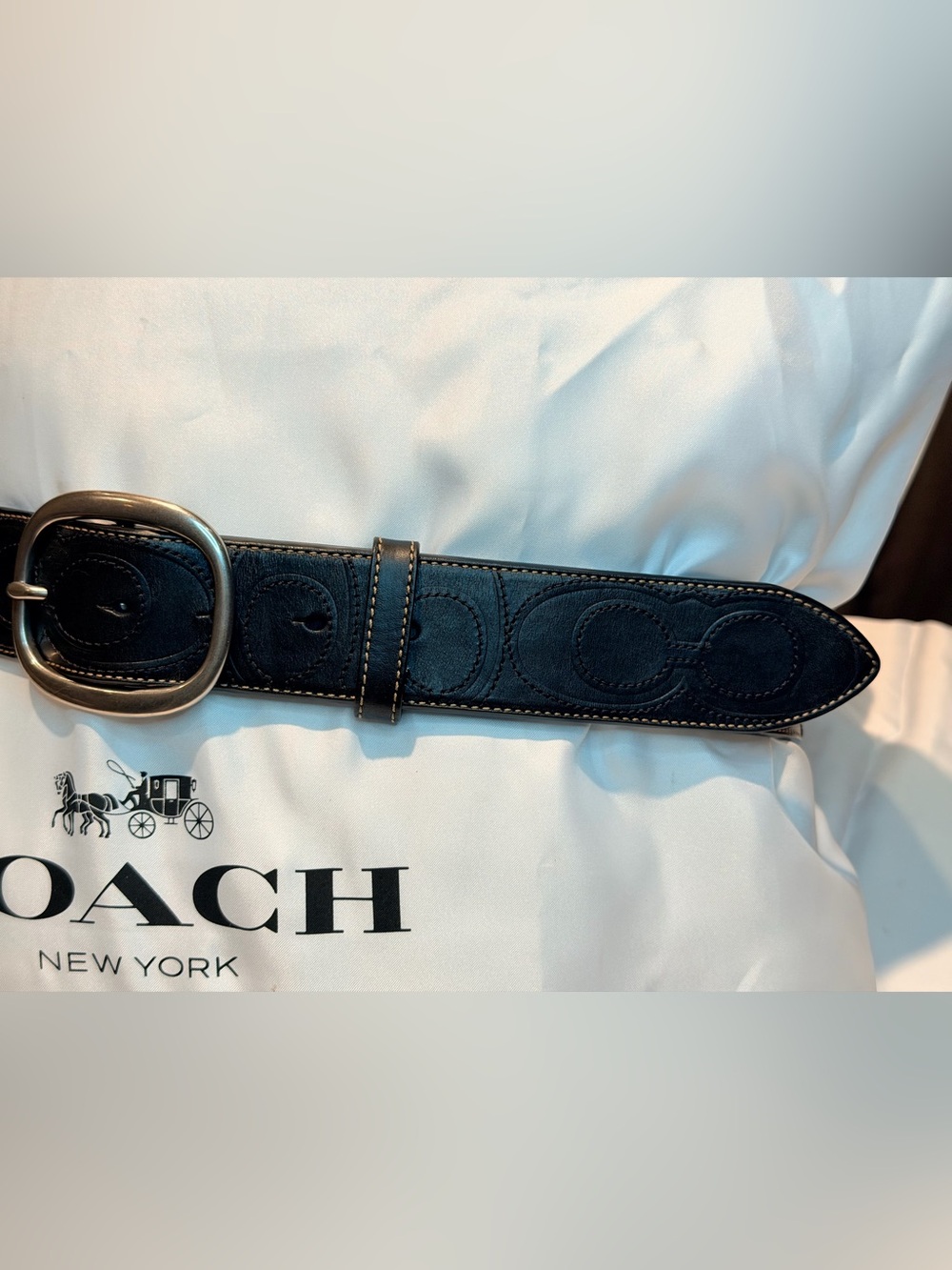 Coach 2018 Signature Embossed Buckle Belt (#C8 90080) Large - Picture 2 of 9